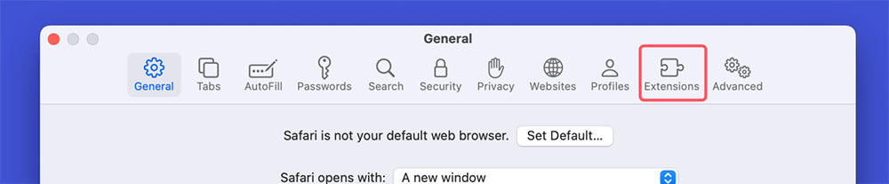 Access Safari Preferences