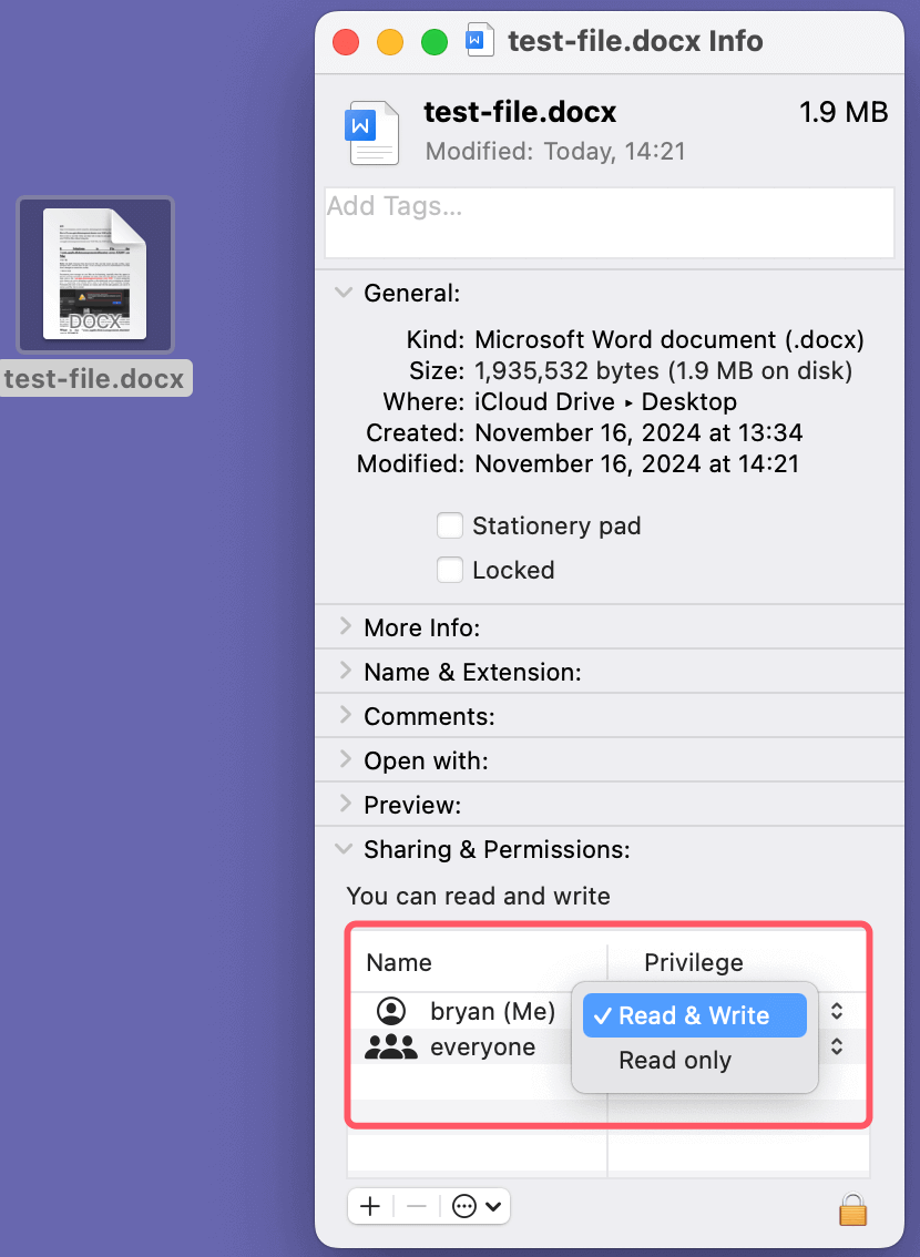 Changing Permissions via Finder