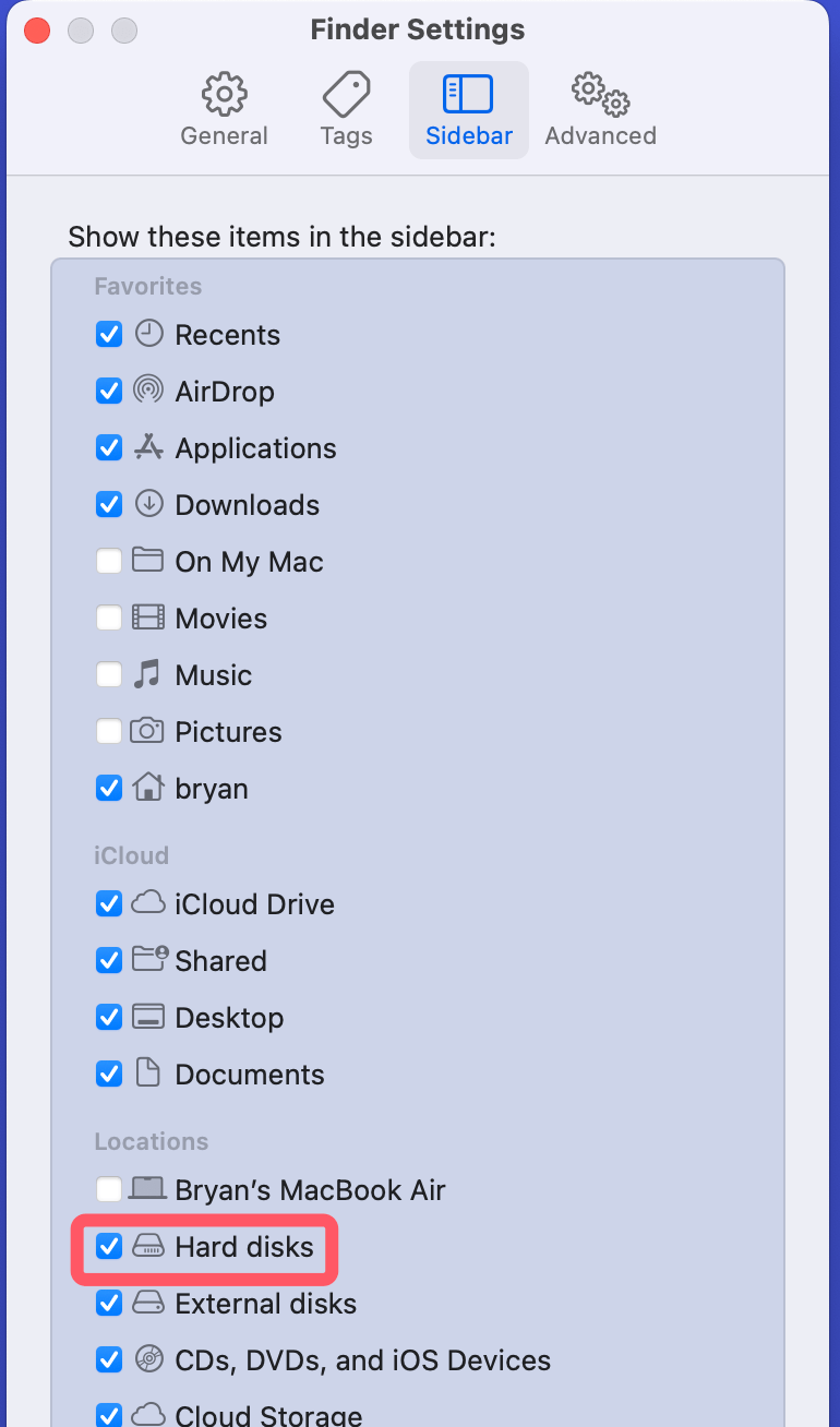 see your hard drive listed under Locations
