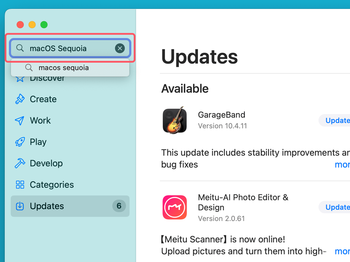 Search for macOS Sequoia