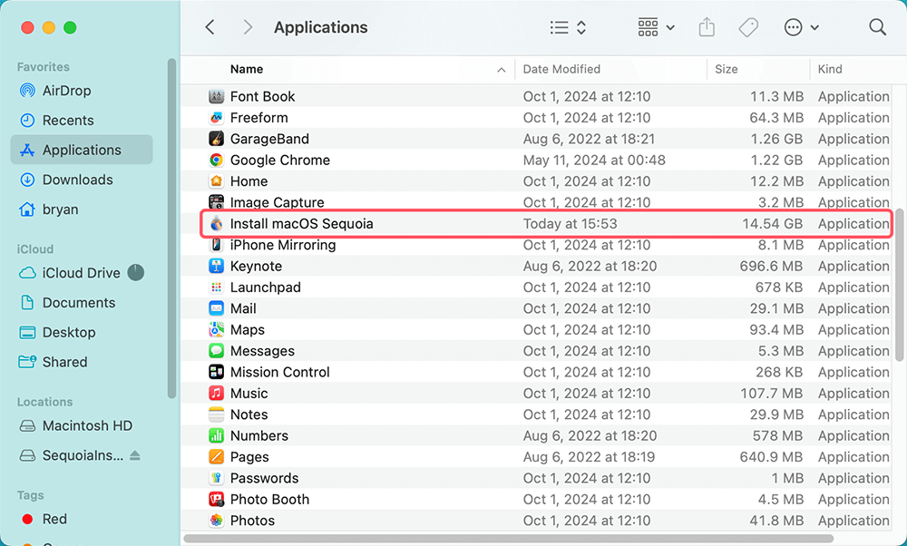 Download the macOS Sequoia Installer