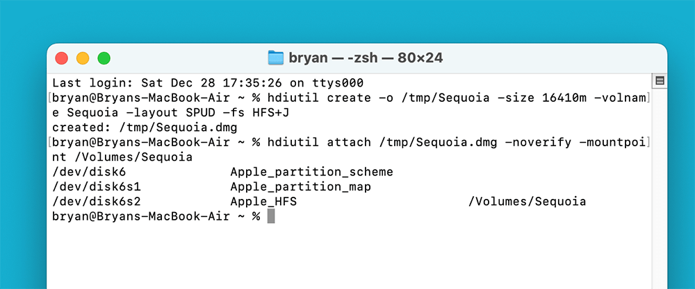 Mount the disk image by enter the command