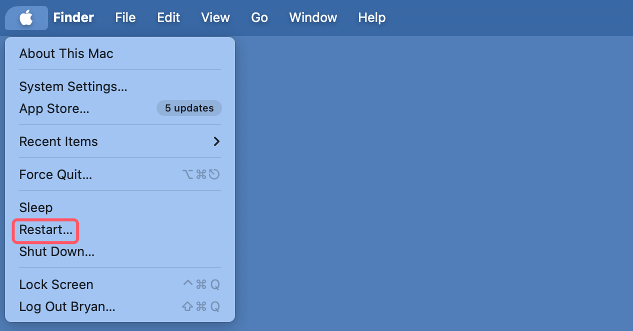 Restart Mac