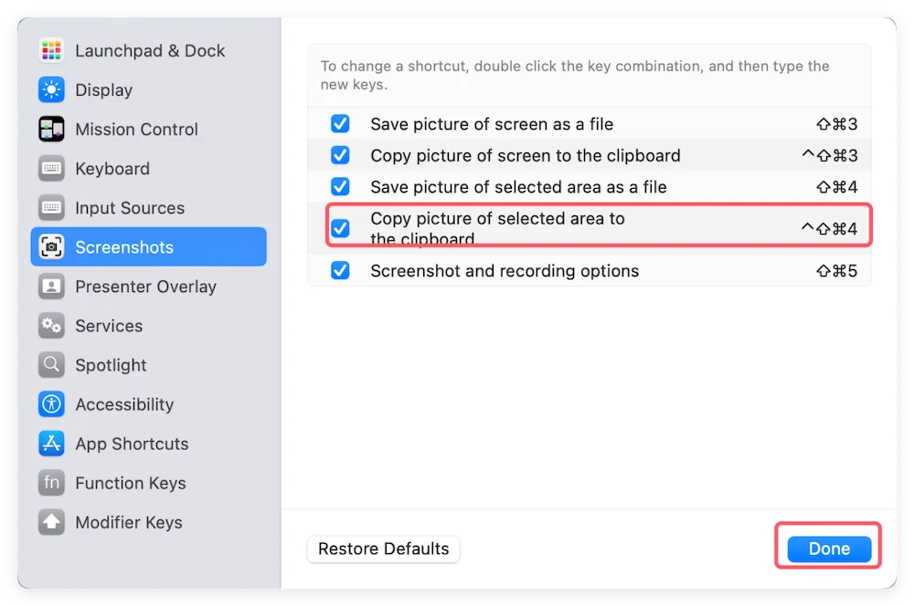 fix command+shift+4 screenshot not working on Mac