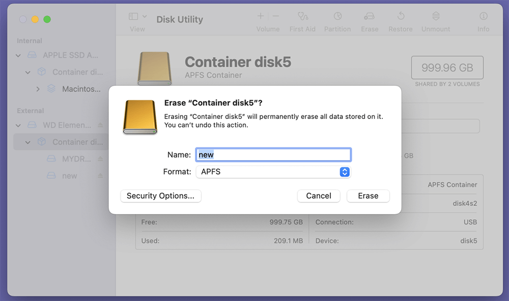 Recreate the APFS Container