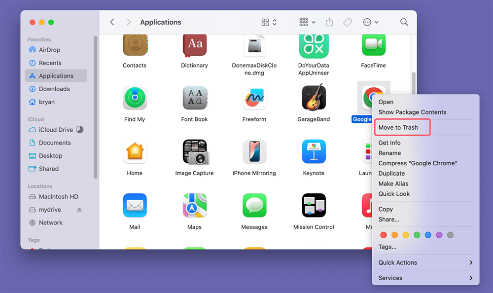 Drag the problematic app to the Trash
