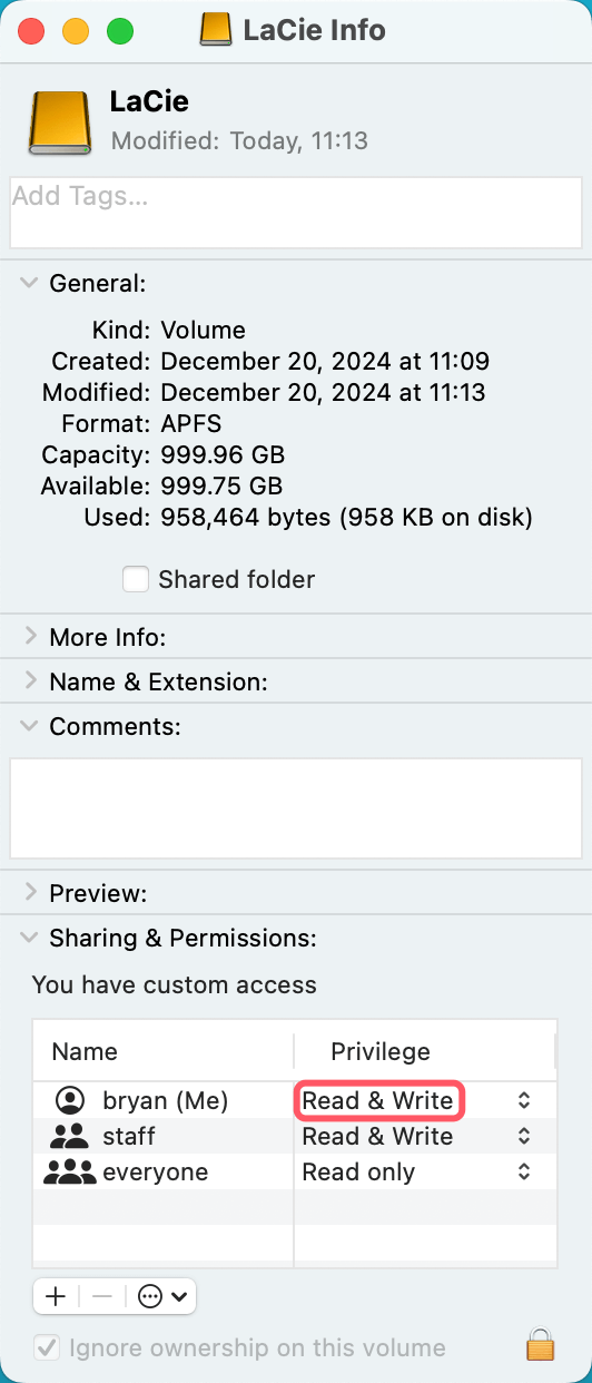Check and Change Disk Permissions