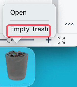 Empty the Trash and restart your Mac
