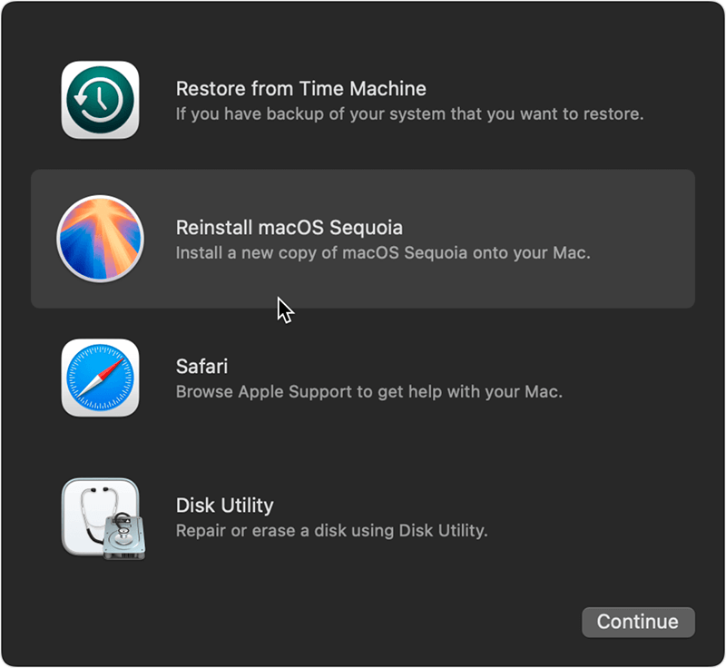 reinstall macos sequoia