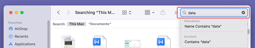 Using the Finder Search Bar