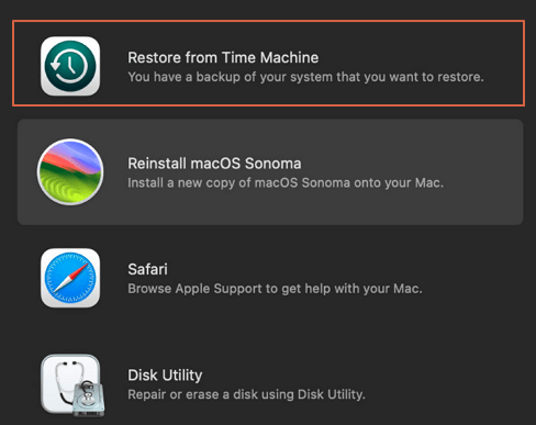 Select Your Time Machine Backup
