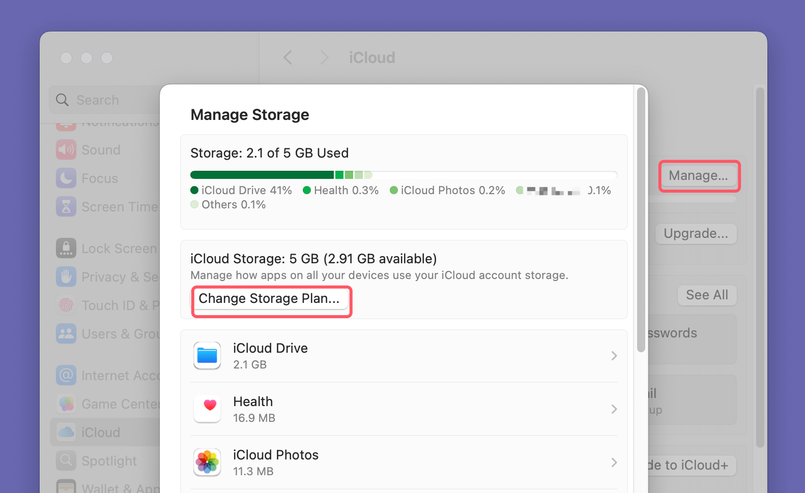 Manage iCloud Drive on Mac