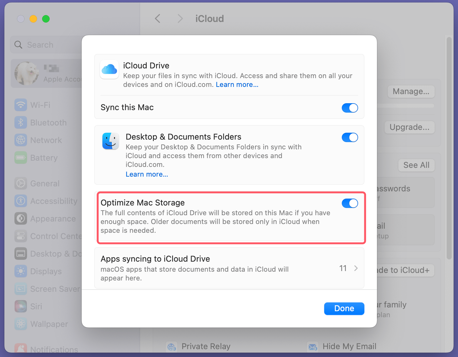 Manage iCloud Drive on Mac