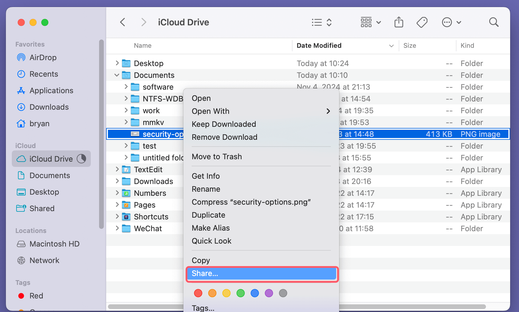 Manage iCloud Drive on Mac