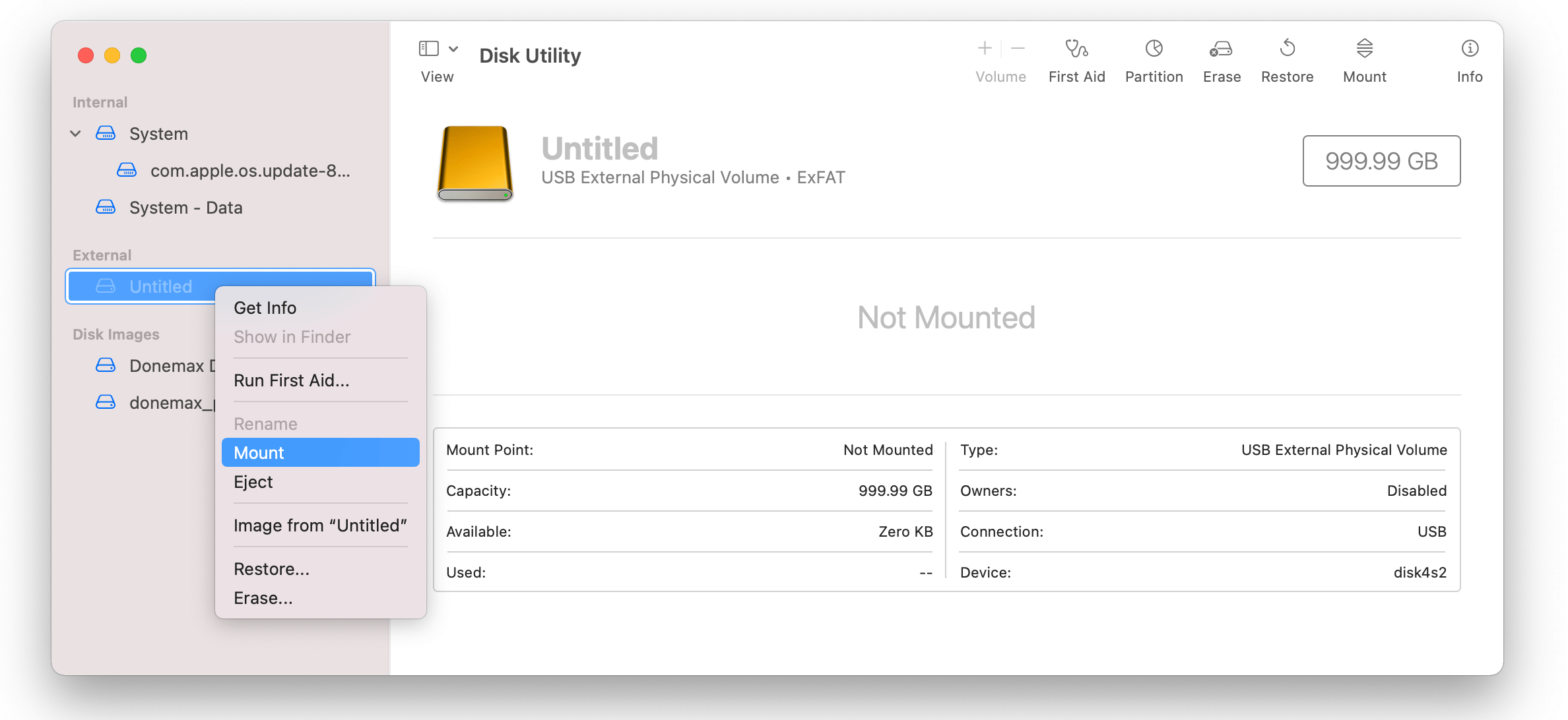 mac external hard drive not showing up in disk utility