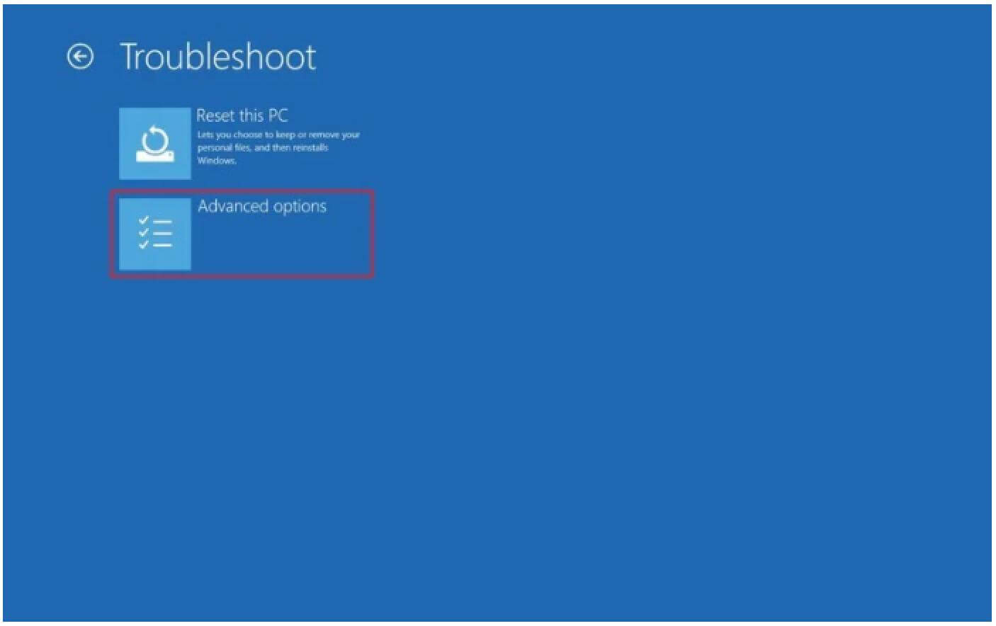 Advanced option Windows 11