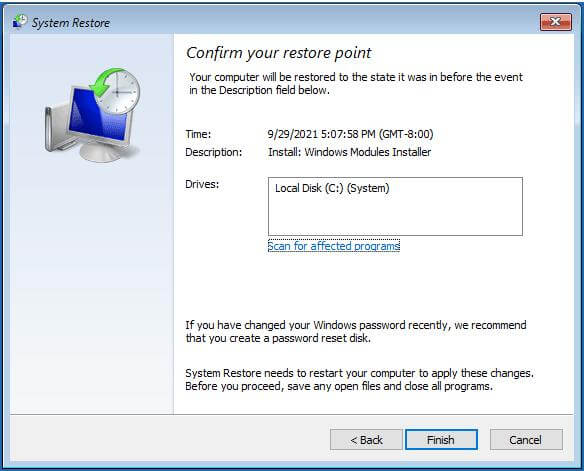 Restore Windows 11 Using A Restore Point