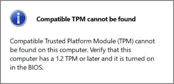 compatible TPM cannot be found