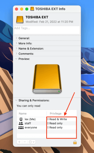 fix Toshiba external hard drive read-only on Mac