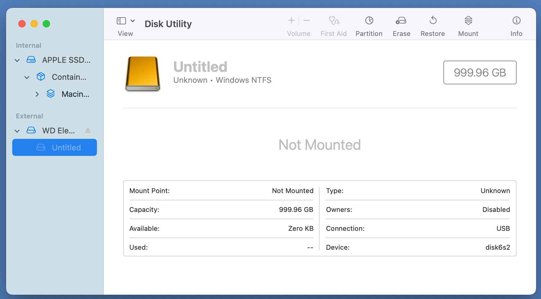mounting an NTFS volume on your Mac