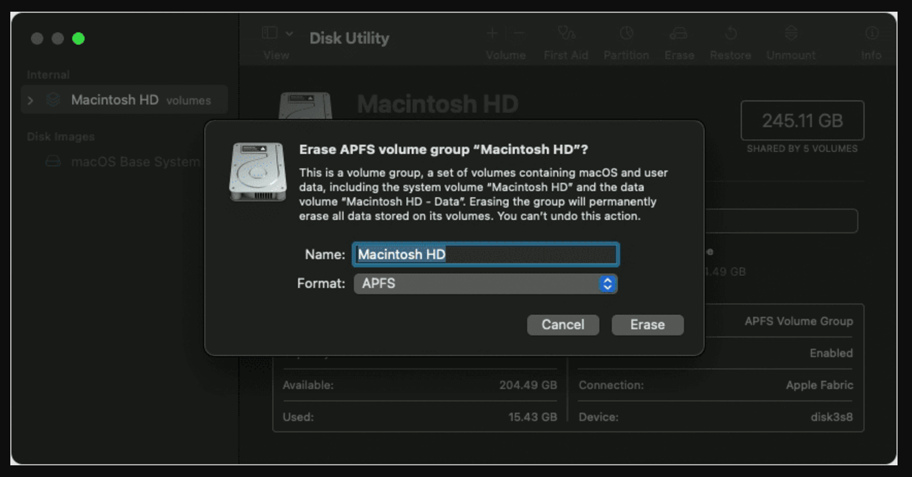 securely erase your data on macOS Monterey