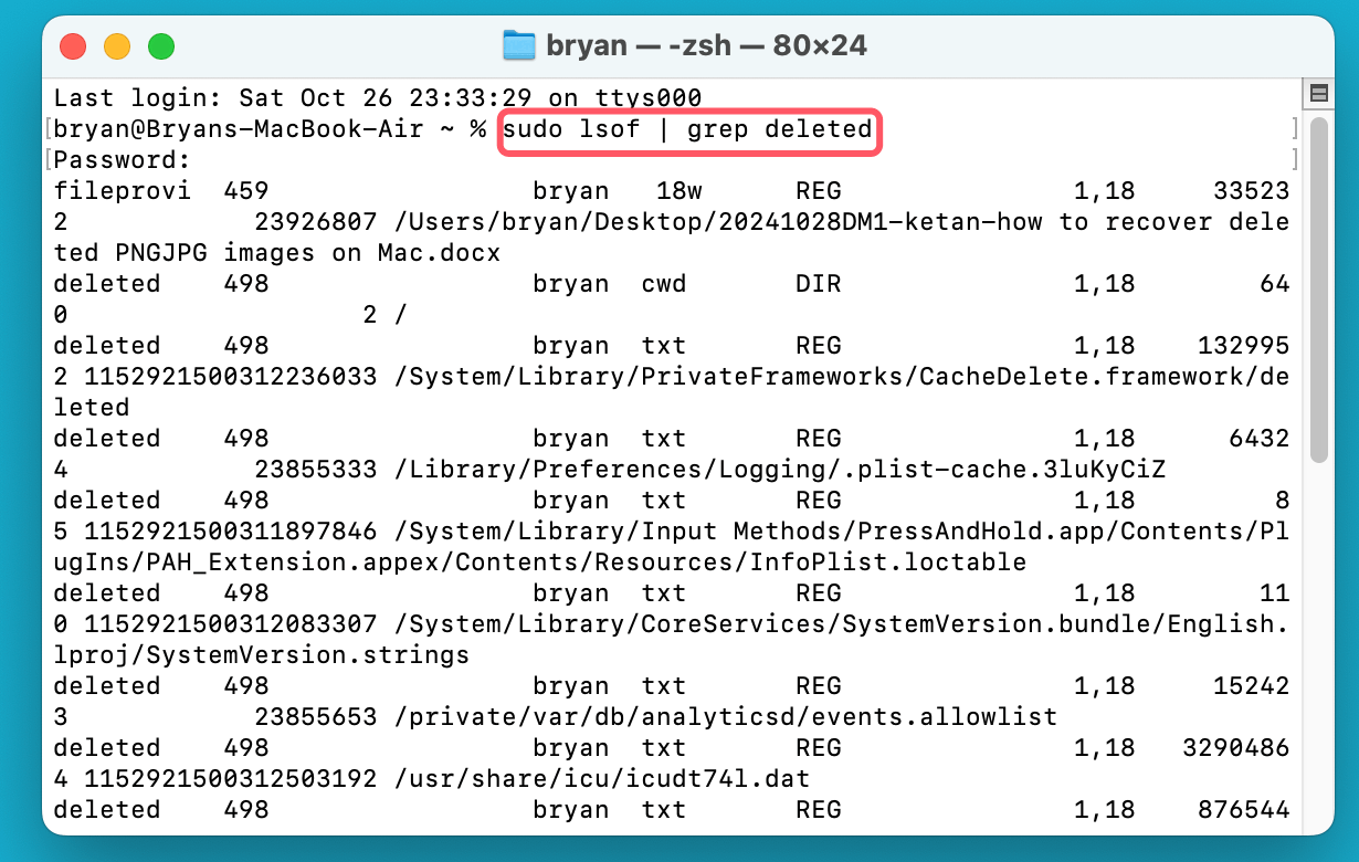 Using Terminal to Recover Deleted Files