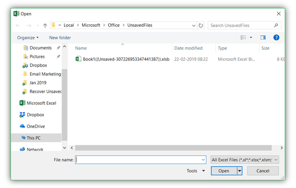 how to recover unsaved or lost Excel files