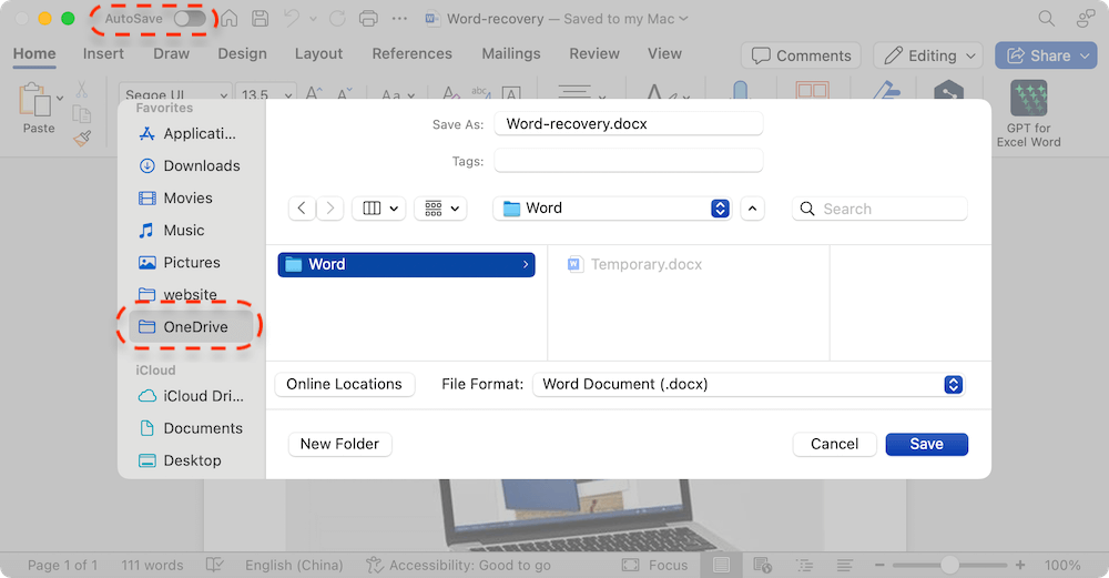 recover Word temporary files on Mac