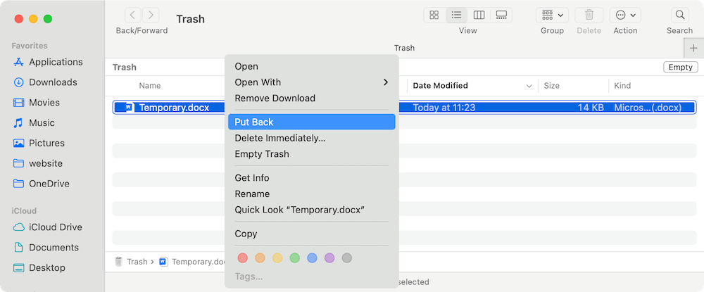 recover Word temporary files on Mac