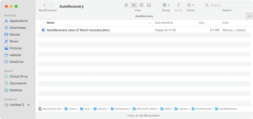 recover Word temporary files on Mac