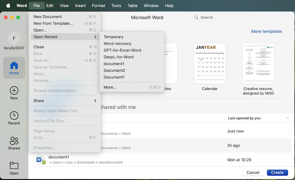 recover Word temporary files on Mac