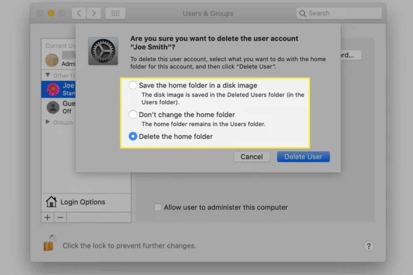 Removing a User Account in Older Versions of macOS