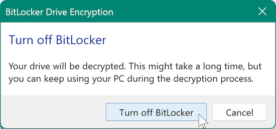 how to remove BitLocker password for USB drive