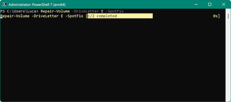 repair a disk with PowerShell