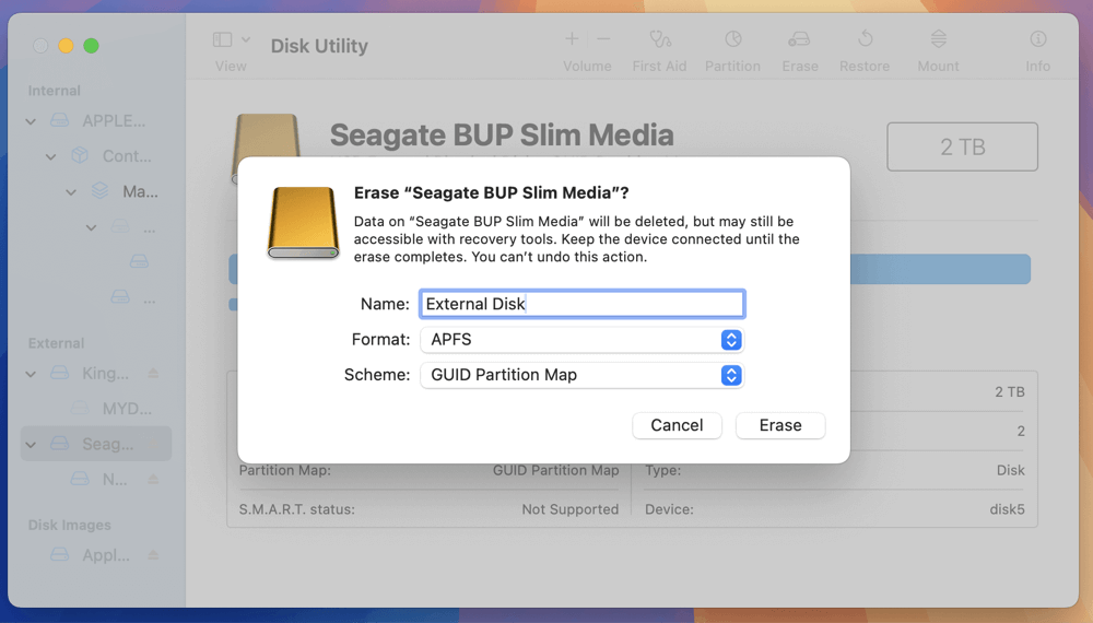 repair an external hard drive on macOS Sequoia
