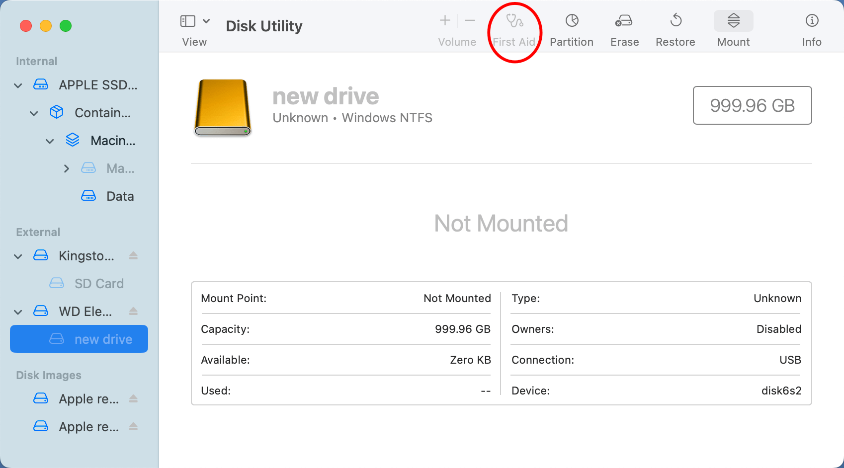 run First Aid on an NTFS drive on a Mac