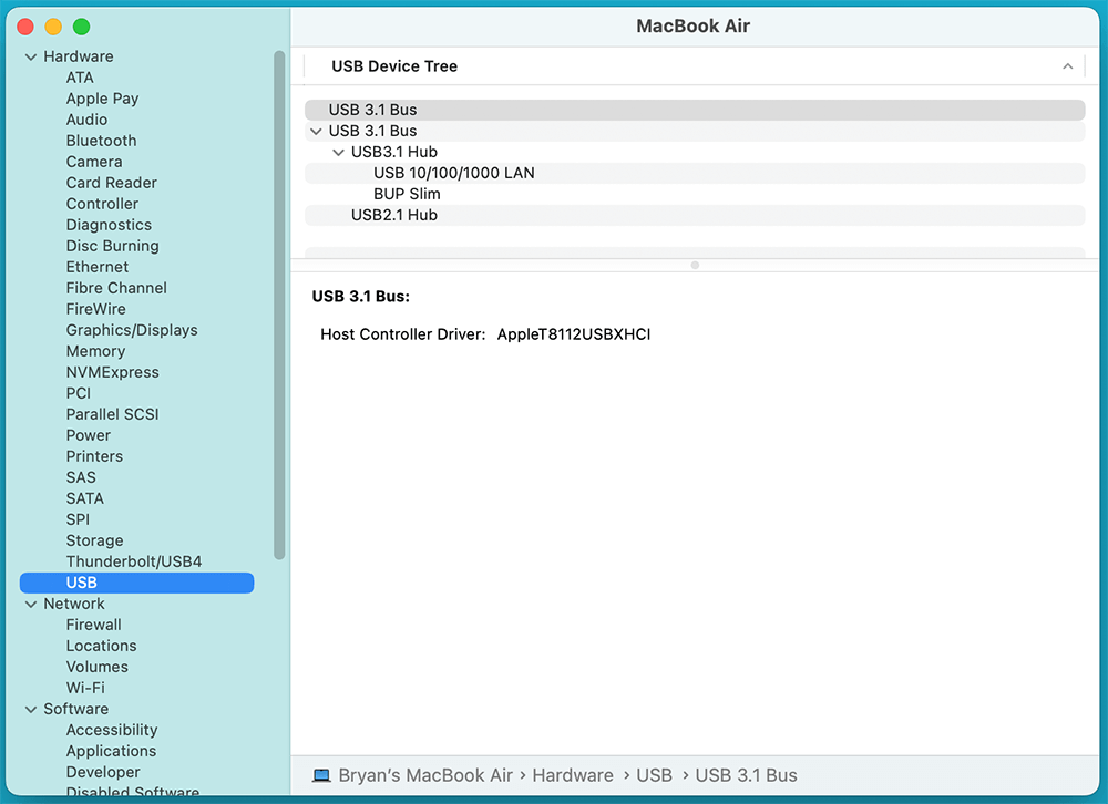 In the left sidebar and select USB