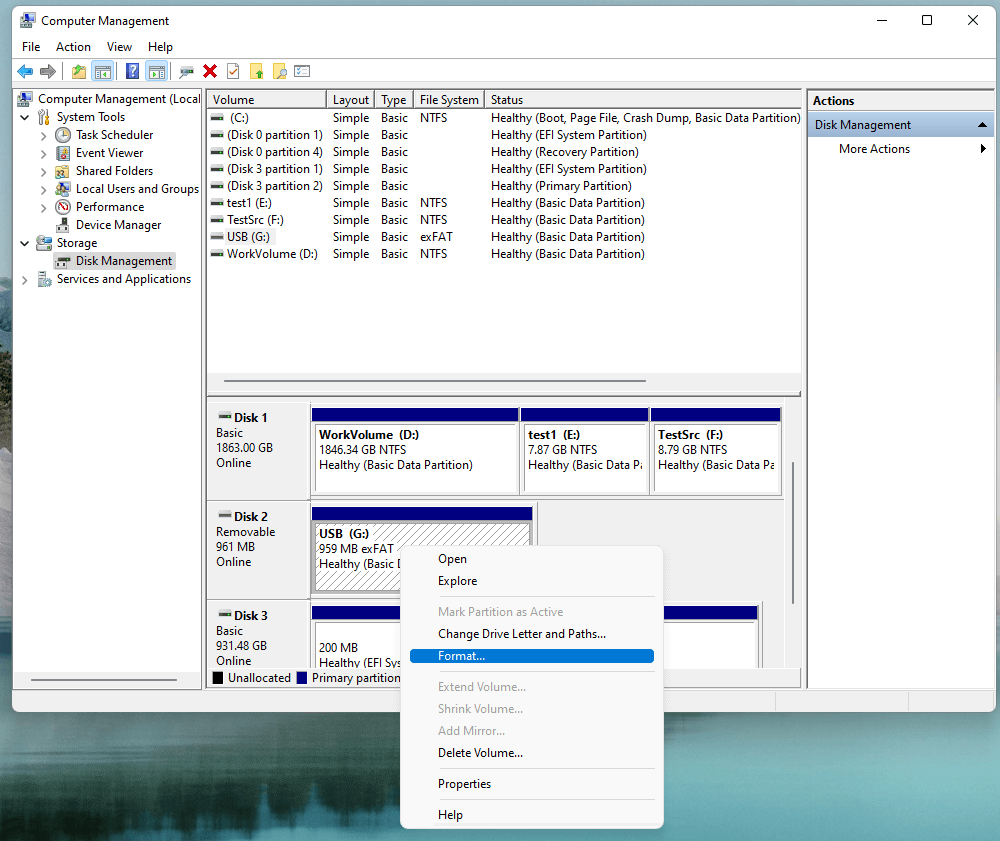 How to format a NVMe SSD on windows