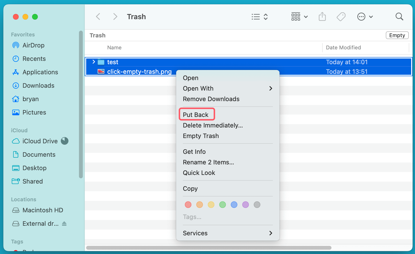 recovering files from Mac's Trash