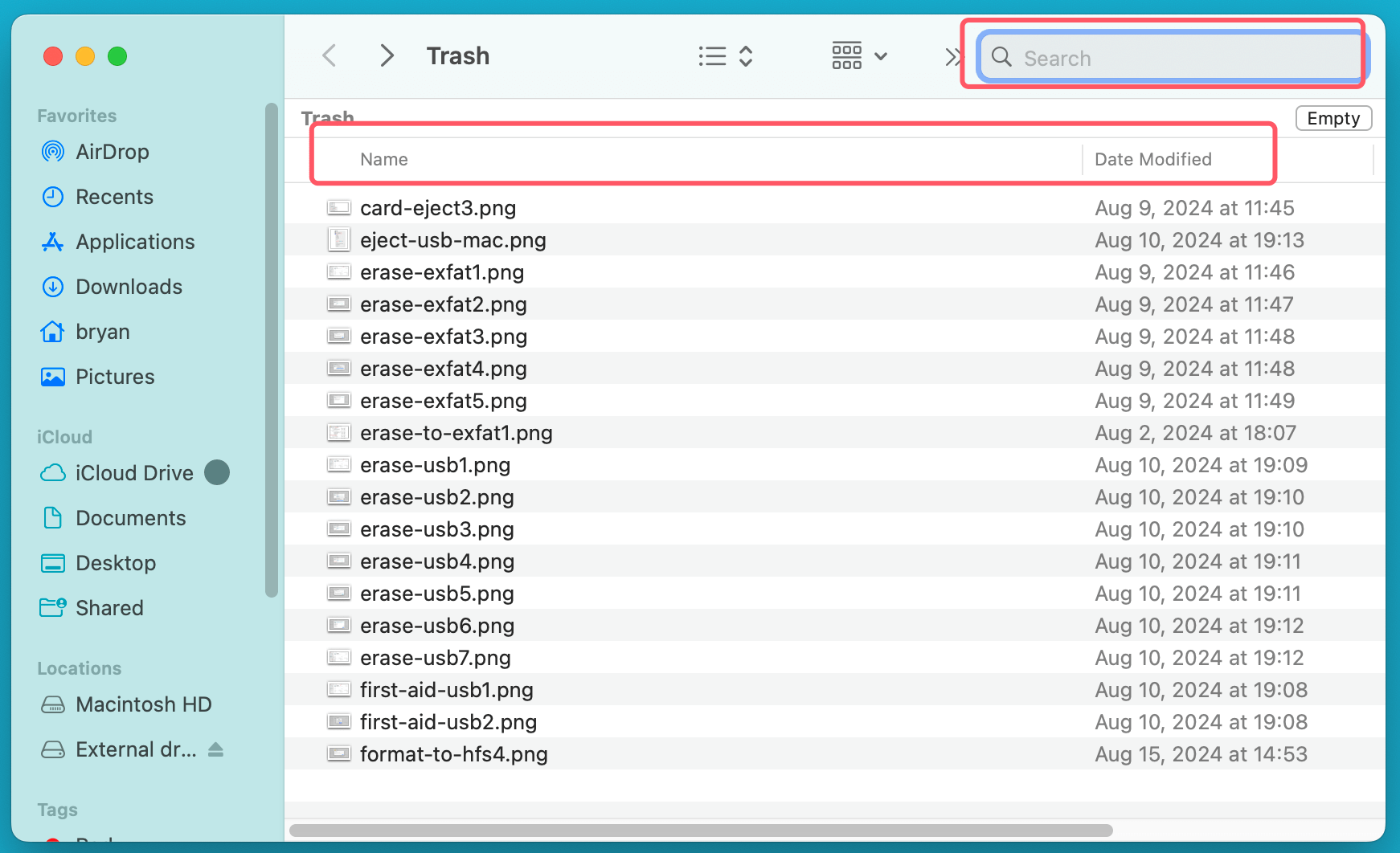 recovering files from Mac's Trash