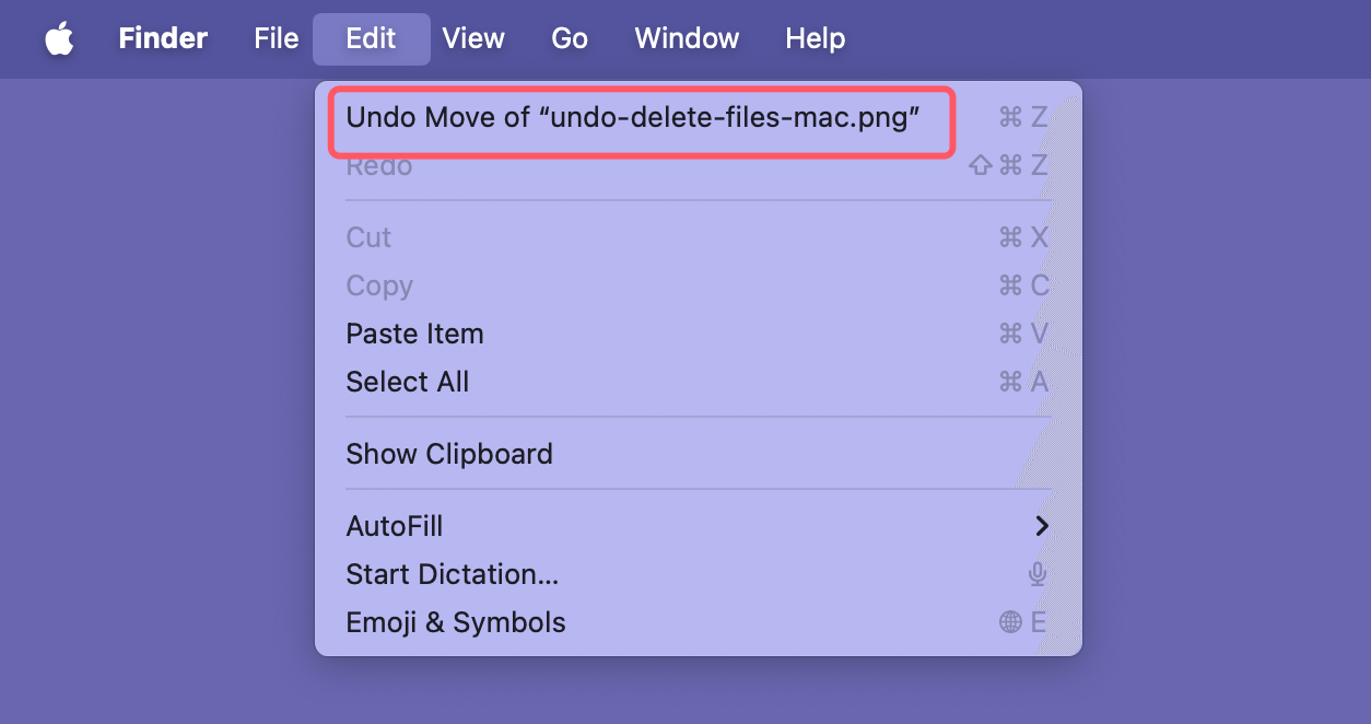 Undo Deleting Files on Mac