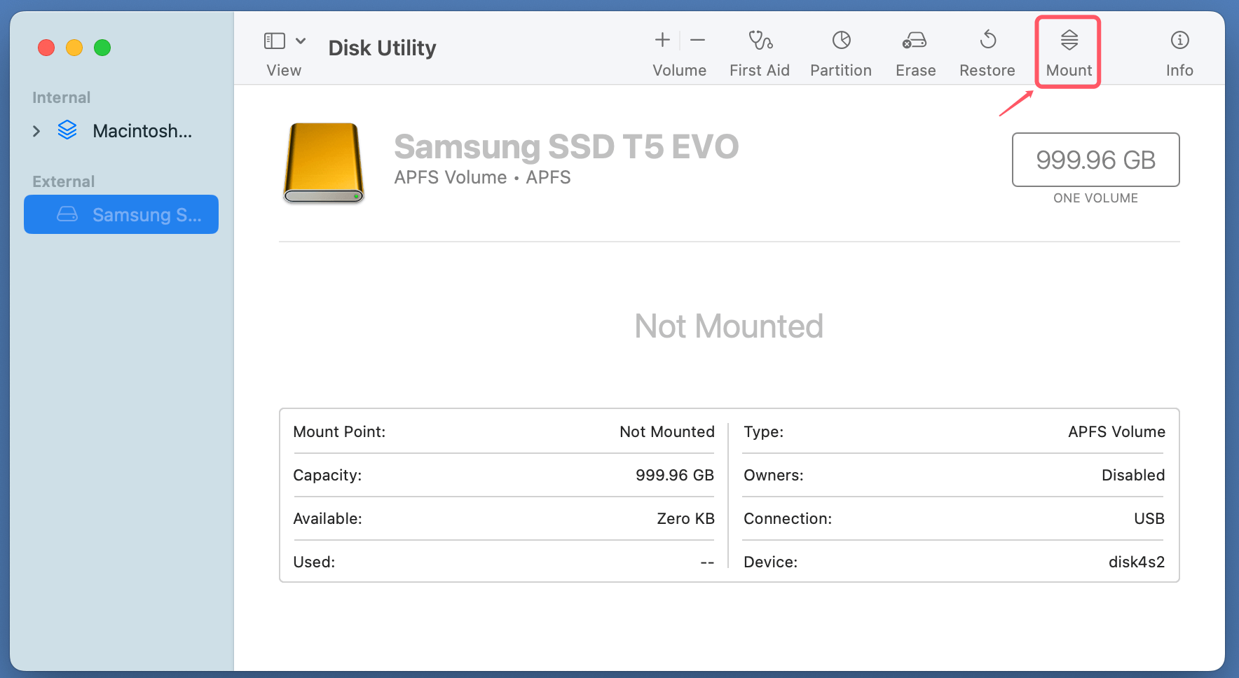 using the Samsung Portable SSD T5 EVO with your Mac