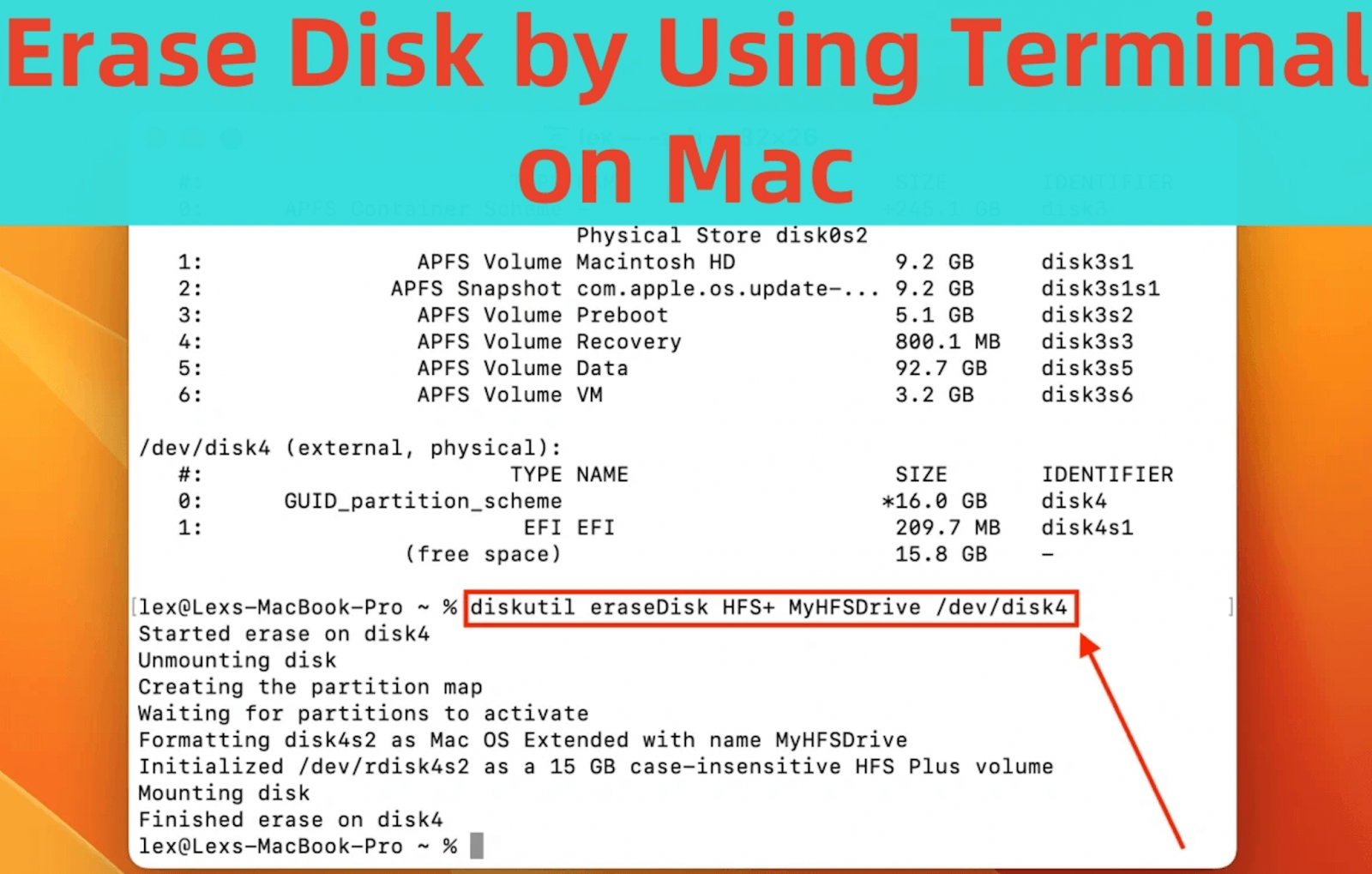 erase a drive using Terminal