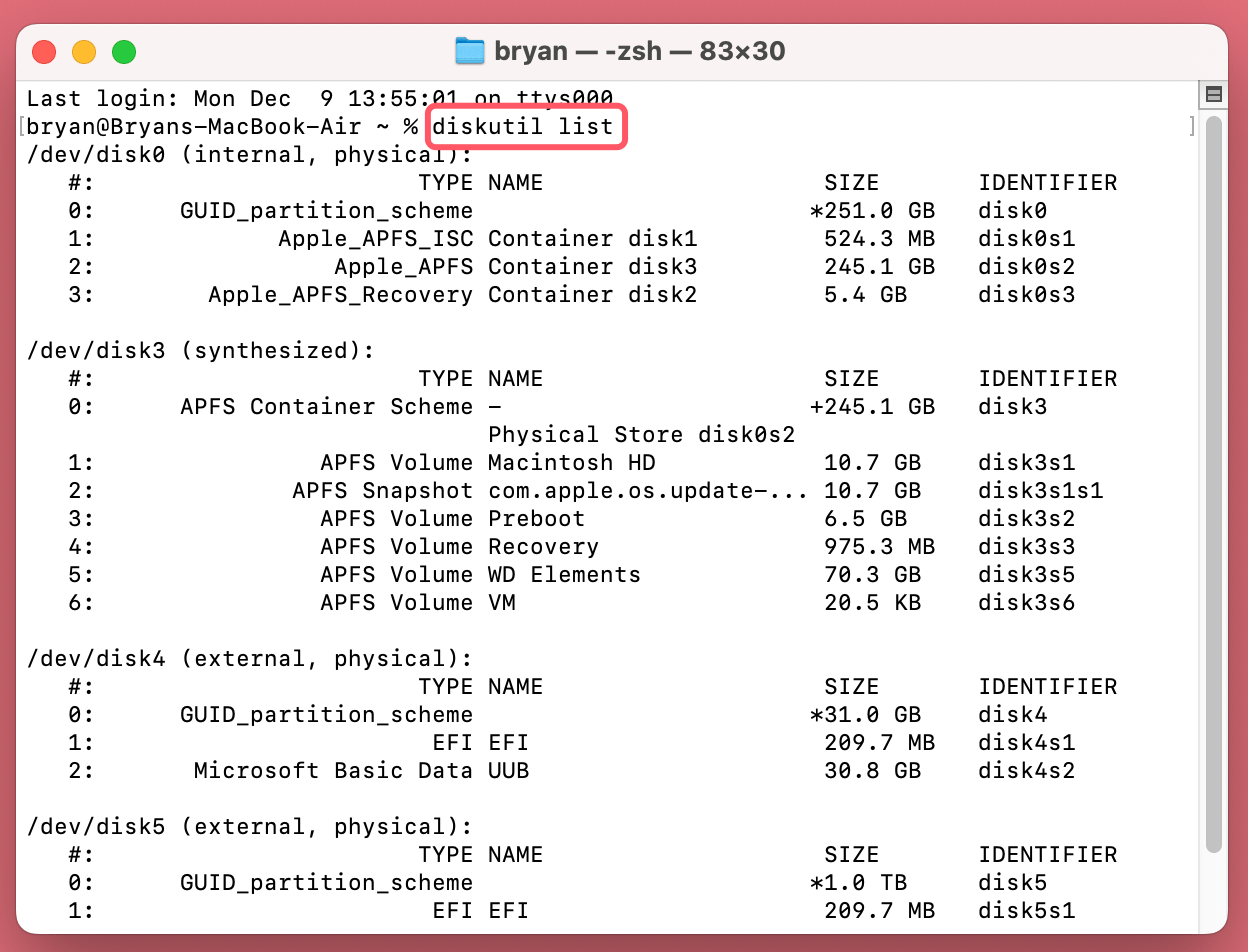 erase a drive using Terminal