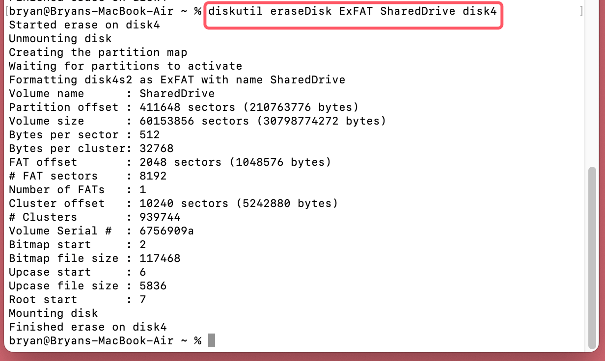 erase a drive using Terminal