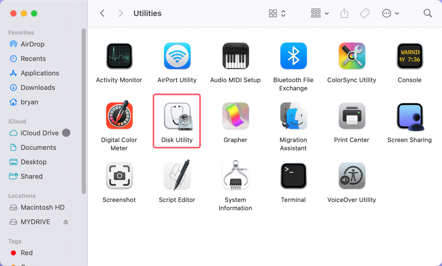 Open Disk Utility