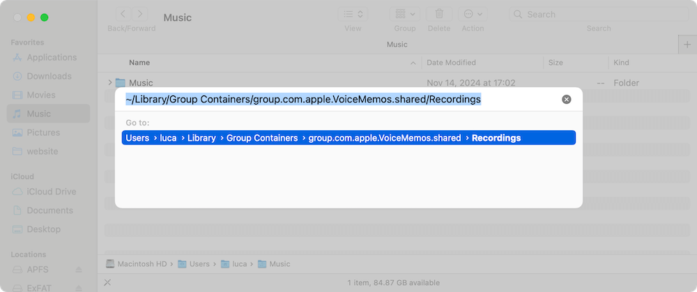 where are voice memos stored on Mac