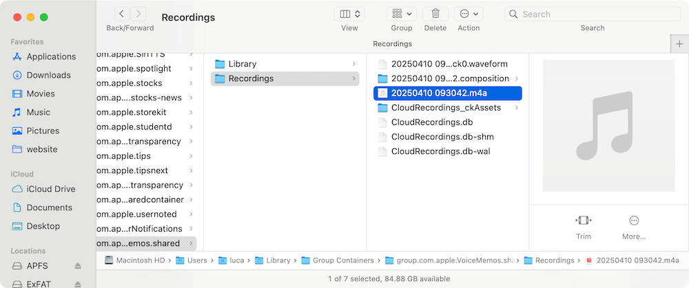 where are voice memos stored on Mac