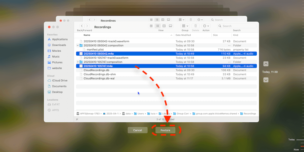 where are voice memos stored on Mac