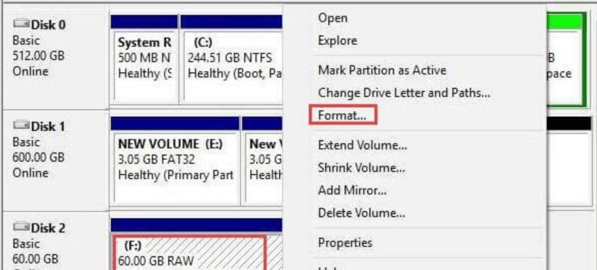 SD card that shows as a RAW drive